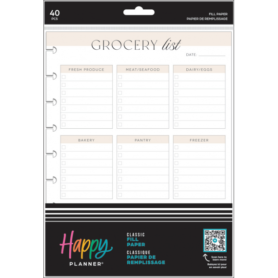 Grocery + Meal Prep List - Classic Fill Paper