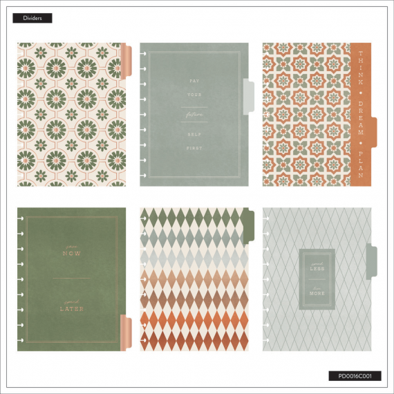 Sage & Terra-cotta - Classic Undated Budget Happy Planner - 12 Months