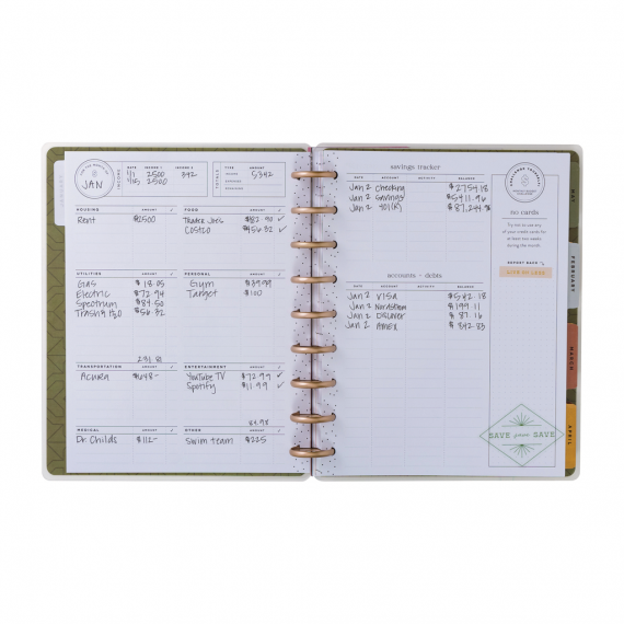 Sage & Terra-cotta - Classic Undated Budget Happy Planner - 12 Months