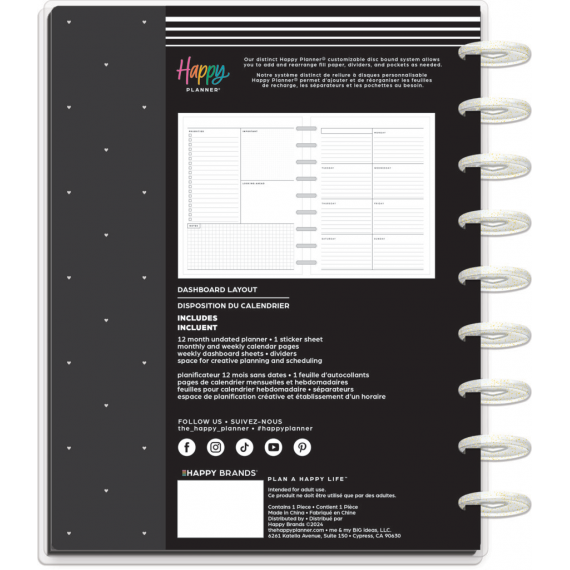 Sweet & Simple - Classic Dashboard Happy Planner - 12 months